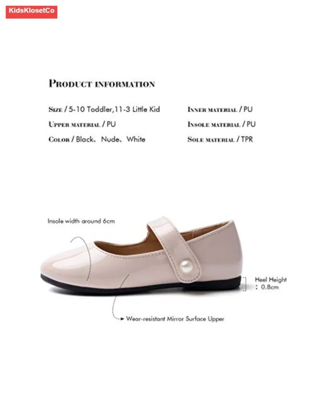 Sparkly Glitter or Patent PU Mary Jane Flats for Toddler & Little Girl